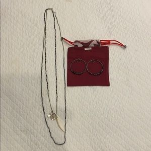 Chan Luu necklace and earrings- navy and silver.